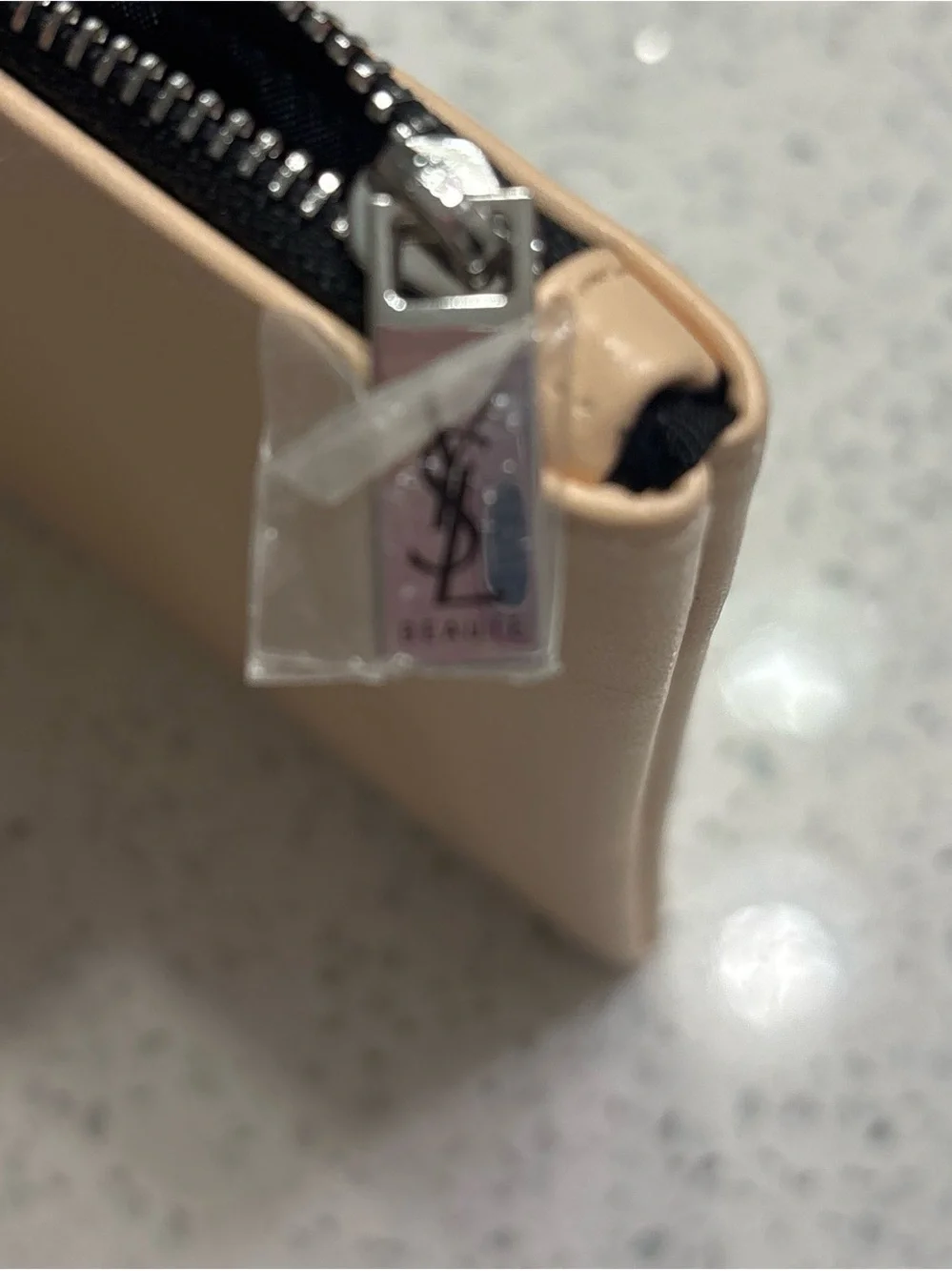 Beige YSL Beaute Bag